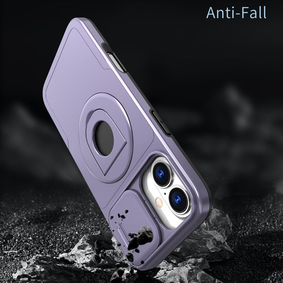 For iPhone 16 Plus Camshield MagSafe Ring Holder Armor Phone Case(Purple)