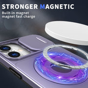 For iPhone 16 Plus Camshield MagSafe Ring Holder Armor Phone Case(Purple)
