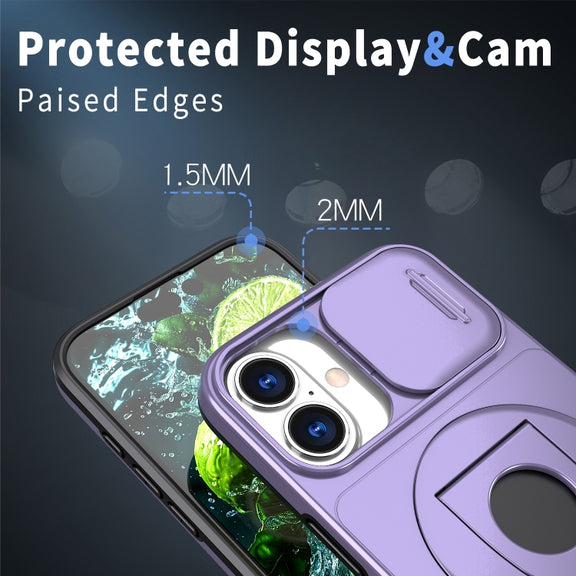 For iPhone 16 Plus Camshield MagSafe Ring Holder Armor Phone Case(Purple)
