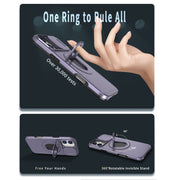 For iPhone 16 Plus Camshield MagSafe Ring Holder Armor Phone Case(Purple)