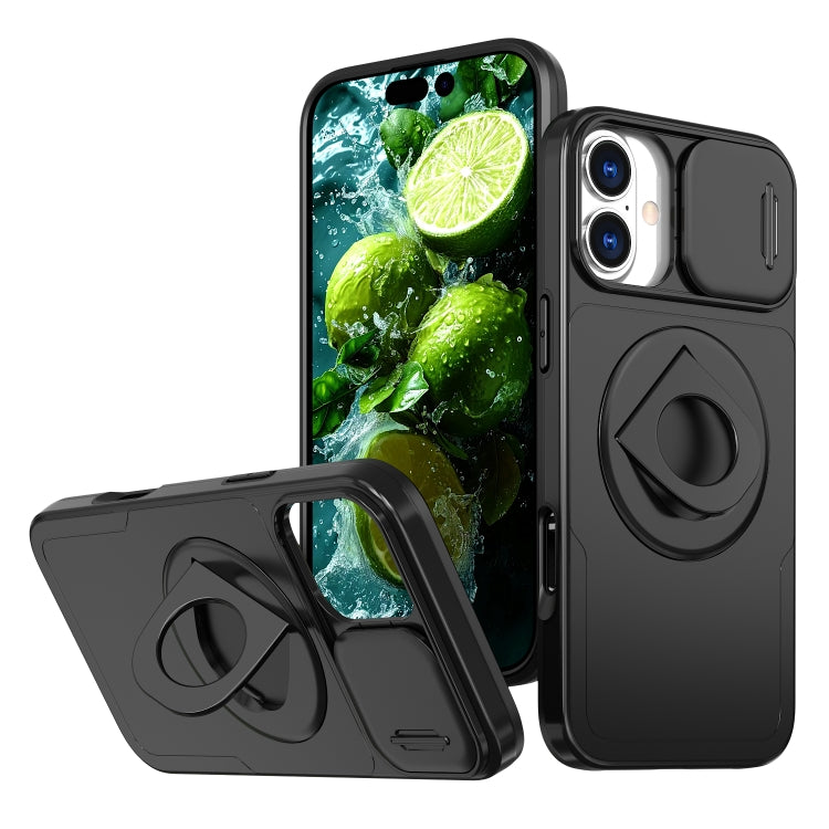 For iPhone 16 Camshield MagSafe Ring Holder Armor Phone Case(Black)