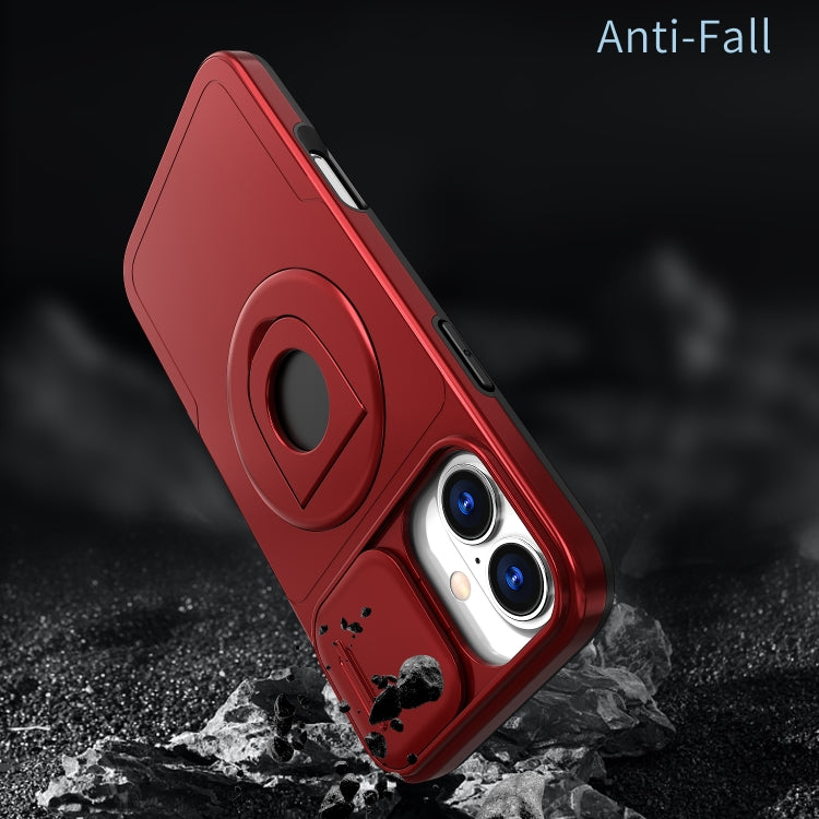 For iPhone 16 Camshield MagSafe Ring Holder Armor Phone Case(Red)