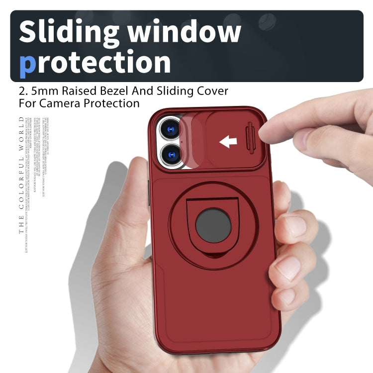 For iPhone 16 Camshield MagSafe Ring Holder Armor Phone Case(Red)
