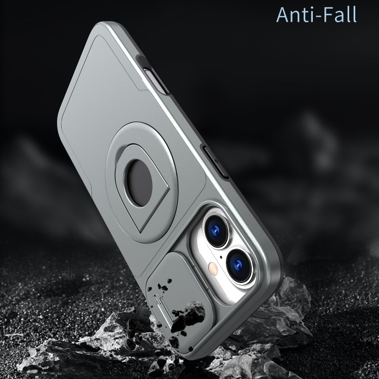 For iPhone 16 Camshield MagSafe Ring Holder Armor Phone Case(Titanium Grey)