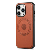 For iPhone 15 Pro Max Denior Cowhide Texture Leather MagSafe Phone Case(Brown)
