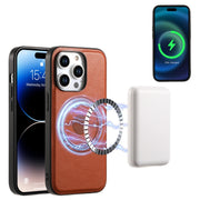 For iPhone 15 Pro Max Denior Cowhide Texture Leather MagSafe Phone Case(Brown)