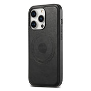 For iPhone 14/13 Denior Cowhide Texture Leather MagSafe Phone Case(Black)