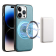 For iPhone 14 Pro Denior Cowhide Texture Leather MagSafe Phone Case(Blue) - iPhone 14 Pro Cases by Denior | Online Shopping South Africa | PMC TechLife | Buy Now Pay Later Mobicred