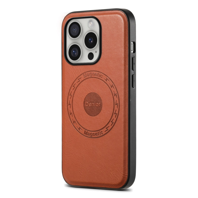 For iPhone 16 Pro Max Denior Cowhide Texture Leather MagSafe Phone Case(Brown)