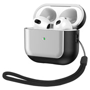 For AirPods 3 Electroplated Leather Texture Wireless Earphones Protective Case(Silver)