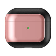 For AirPods 3 Electroplated Leather Texture Wireless Earphones Protective Case(Rose Pink)