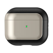 For AirPods 3 Electroplated Leather Texture Wireless Earphones Protective Case(Titanium Grey)