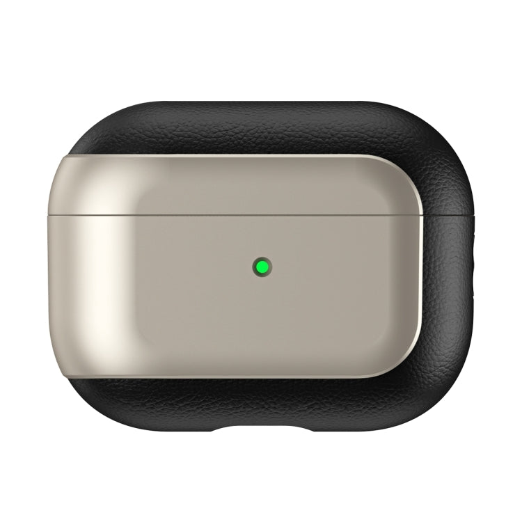 For AirPods Pro Electroplated Leather Texture Wireless Earphones Protective Case(Titanium Grey)