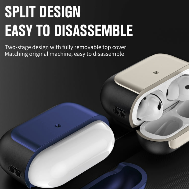 For AirPods Pro 2 Electroplated Leather Texture Wireless Earphones Protective Case(Grey)