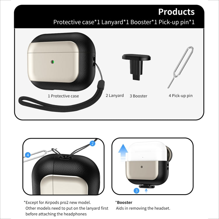 For AirPods Pro Electroplated Leather Texture Wireless Earphones Protective Case(Rose Pink)