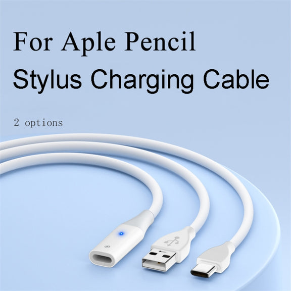 For Apple Pencil 1 USB to 8 Pin Stylus Charging Cable with Indicator Light, Length:0.5m(White)