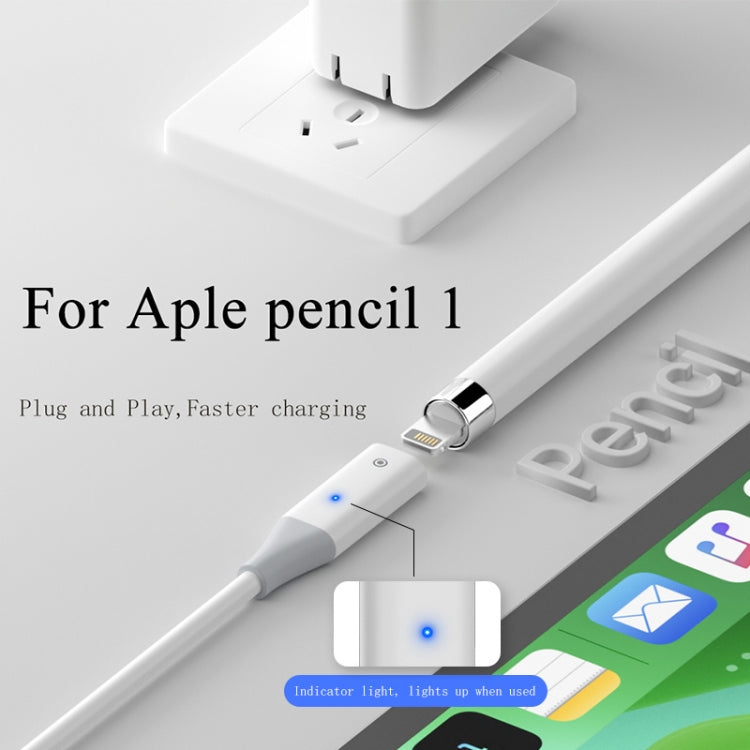 For Apple Pencil 1 USB to 8 Pin Stylus Charging Cable with Indicator Light, Length:0.5m(White)