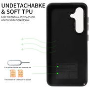 For Samsung Galaxy S24 5G Calf Texture Card Slot Ring Holder Phone Case(Brown)