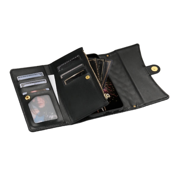 For Google Pixel 8 Zipper Multi-Card Wallet Rhombic Leather Phone Case(Black)