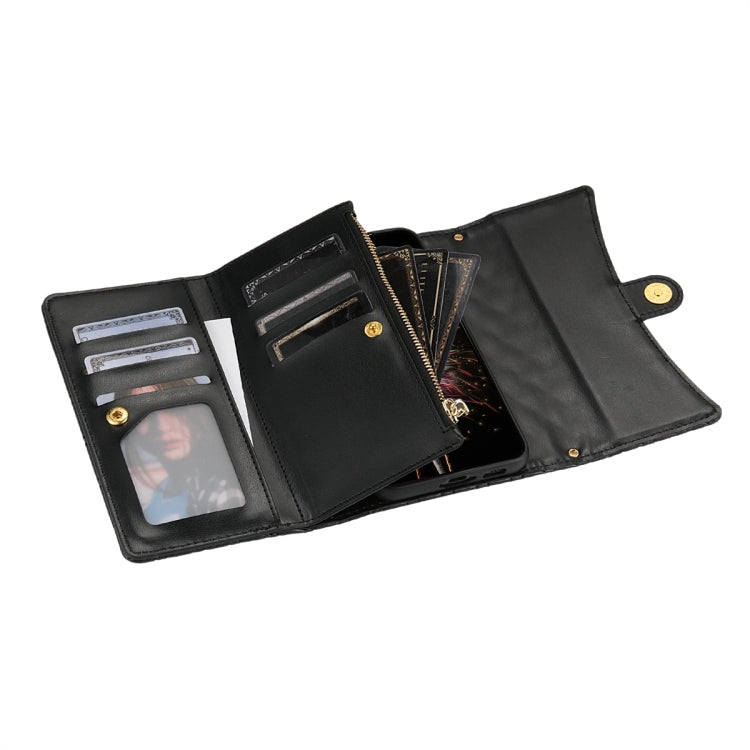 For Google Pixel 7 Zipper Multi-Card Wallet Rhombic Leather Phone Case(Black)