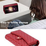 For Google Pixel 7 Zipper Multi-Card Wallet Rhombic Leather Phone Case(Red)