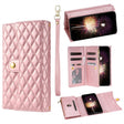 For Google Pixel 7 Pro Zipper Multi-Card Wallet Rhombic Leather Phone Case(Rose Gold) - Google Cases by PMC TechLife | Online Shopping South Africa | PMC TechLife | Buy Now Pay Later Mobicred