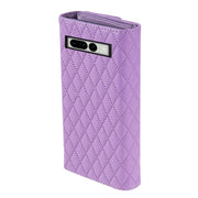 For Google Pixel 6a Zipper Multi-Card Wallet Rhombic Leather Phone Case(Purple)