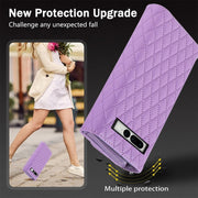 For Google Pixel 6a Zipper Multi-Card Wallet Rhombic Leather Phone Case(Purple)