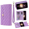 For Google Pixel 6 Zipper Multi-Card Wallet Rhombic Leather Phone Case(Purple) - Google Cases by PMC TechLife | Online Shopping South Africa | PMC TechLife | Buy Now Pay Later Mobicred