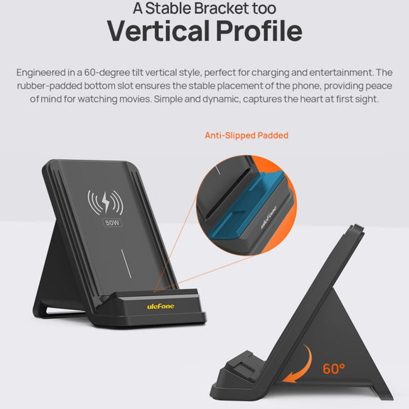 Ulefone WCS01 50W Air-cooled Wireless Charger Stand(Black)