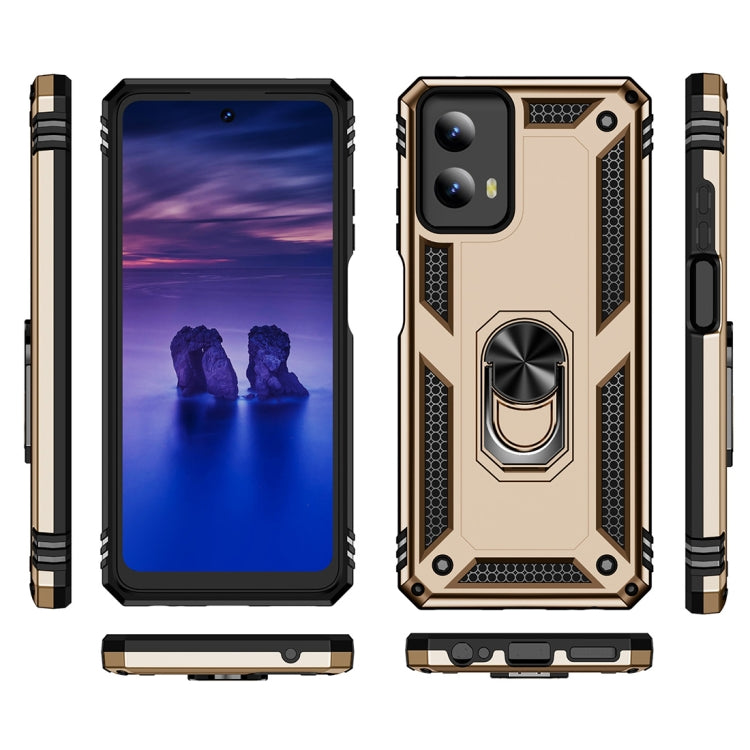 For Motorola Moto G Play 5G 2024 Shockproof TPU + PC Phone Case with Holder(Gold)