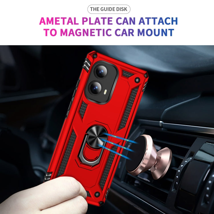 For Motorola Edge 2024 Shockproof TPU + PC Phone Case with Holder(Red)