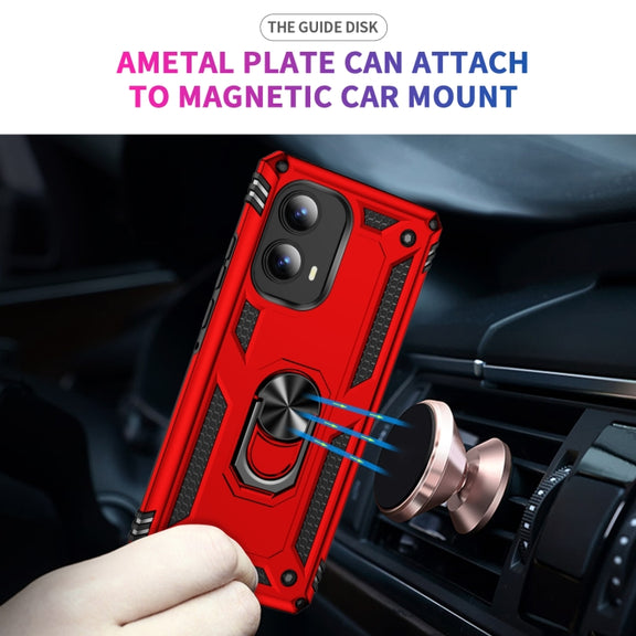 For Motorola Edge 2024 Shockproof TPU + PC Phone Case with Holder(Red)