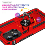 For Motorola Edge 2024 Shockproof TPU + PC Phone Case with Holder(Red)