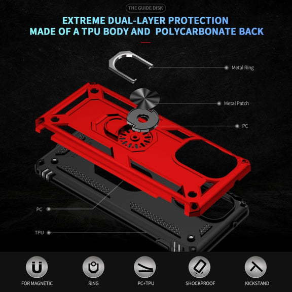 For Motorola Edge 2024 Shockproof TPU + PC Phone Case with Holder(Red)
