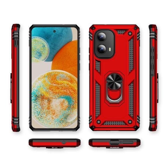 For Motorola Edge 2024 Shockproof TPU + PC Phone Case with Holder(Red)