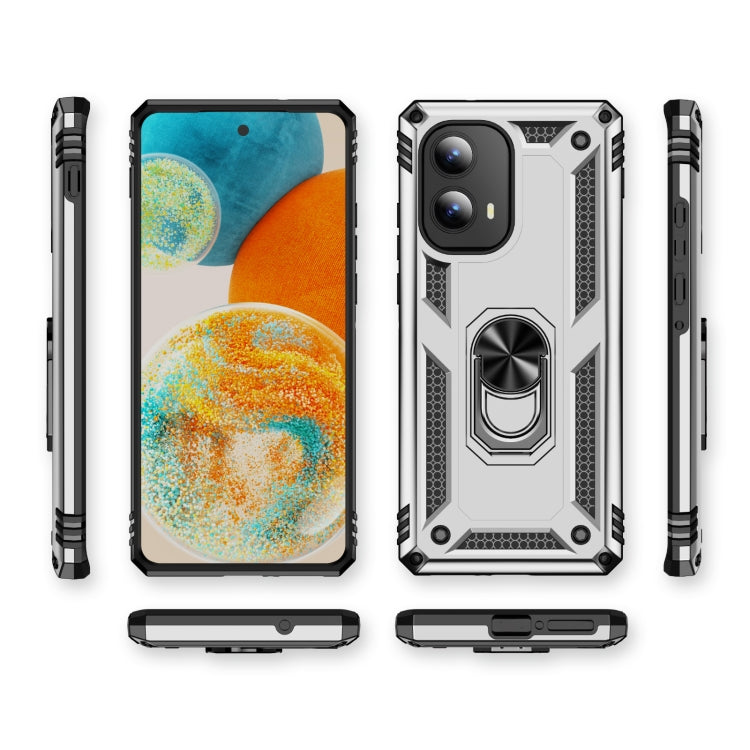 For Motorola Edge 2024 Shockproof TPU + PC Phone Case with Holder(Silver)