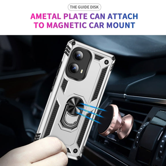 For Motorola Edge 2024 Shockproof TPU + PC Phone Case with Holder(Silver)
