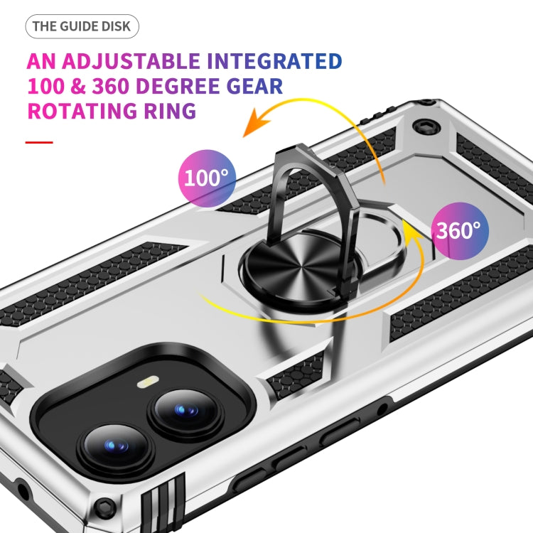 For Motorola Edge 2024 Shockproof TPU + PC Phone Case with Holder(Silver)