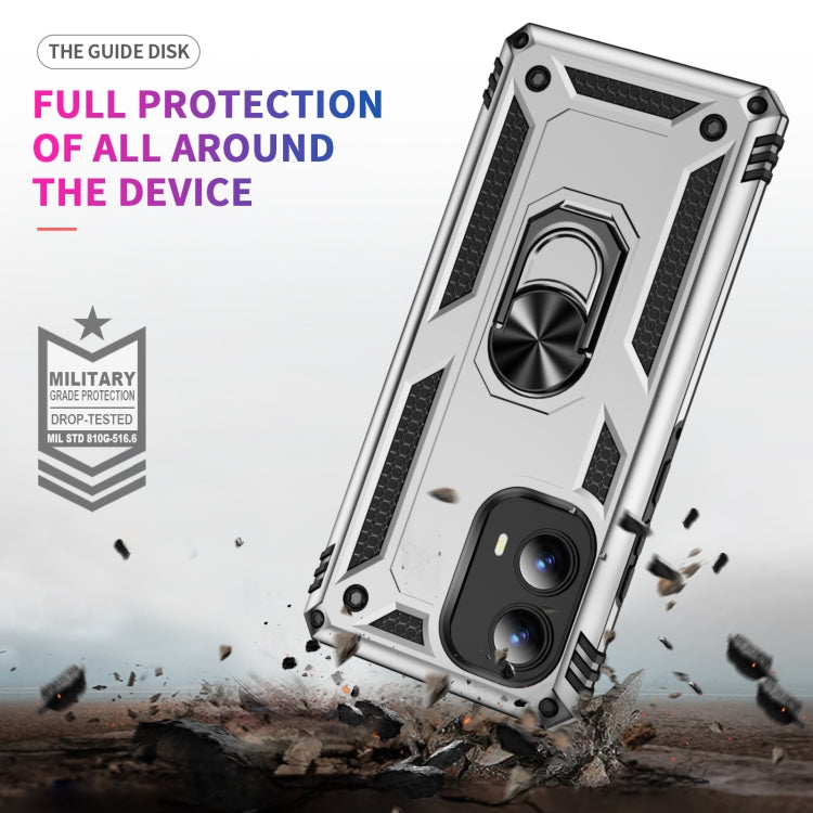 For Motorola Edge 2024 Shockproof TPU + PC Phone Case with Holder(Silver)