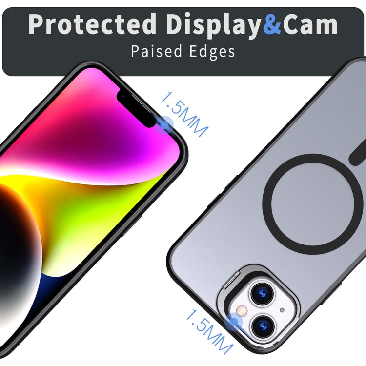 For iPhone 15 Metal Invisible Camera Holder MagSafe Magnetic Phone Case(Black)