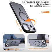For iPhone 15 Metal Invisible Camera Holder MagSafe Magnetic Phone Case(Black)