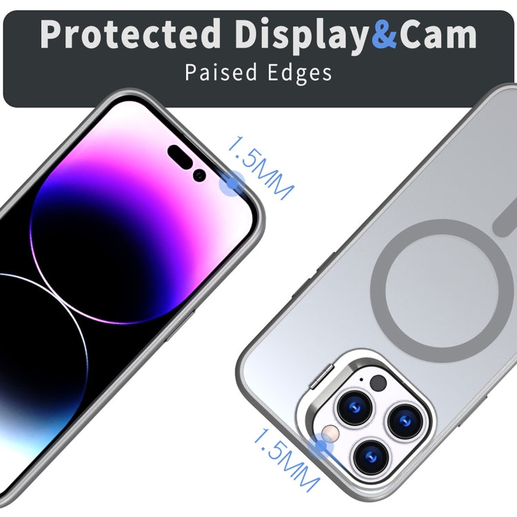 For iPhone 15 Pro Metal Invisible Camera Holder MagSafe Magnetic Phone Case(Grey)