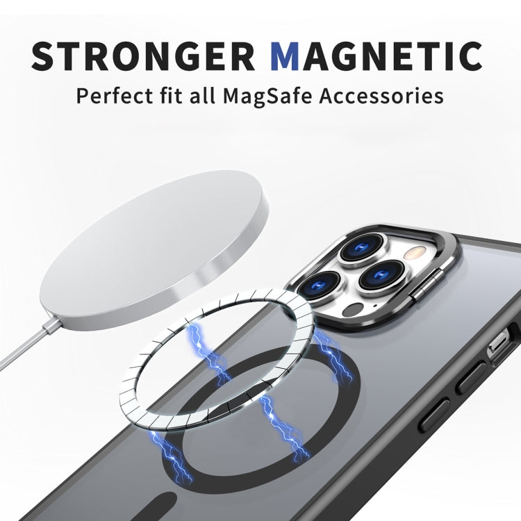 For iPhone 15 Pro Max Metal Invisible Camera Holder MagSafe Magnetic Phone Case(Black)