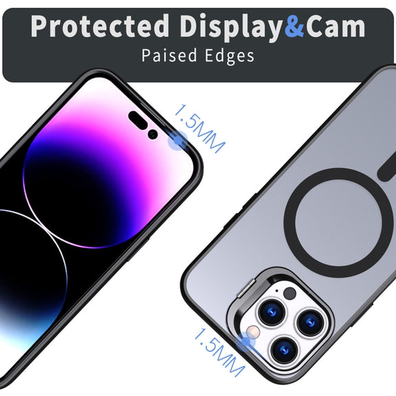 For iPhone 15 Pro Max Metal Invisible Camera Holder MagSafe Magnetic Phone Case(Black)