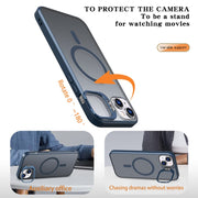 For iPhone 13 Metal Invisible Camera Holder MagSafe Magnetic Phone Case(Blue)