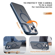 For iPhone 13 Pro Metal Invisible Camera Holder MagSafe Magnetic Phone Case(Blue)