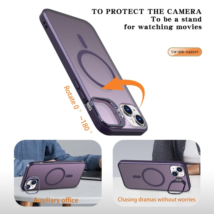 For iPhone 12 Metal Invisible Camera Holder MagSafe Magnetic Phone Case(Purple)
