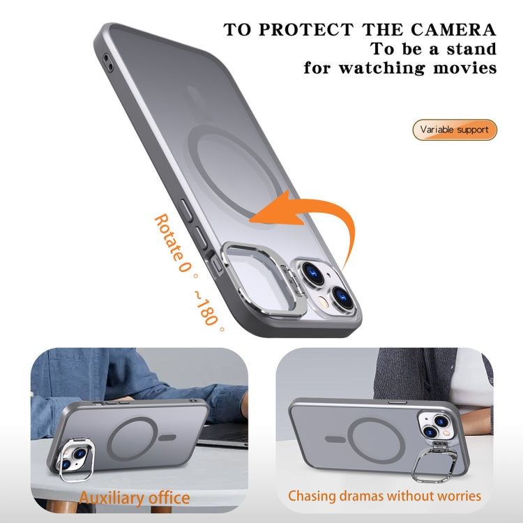 For iPhone 11 Metal Invisible Camera Holder MagSafe Magnetic Phone Case(Grey)