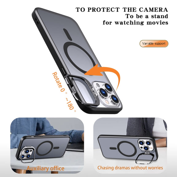 For iPhone 11 Pro Metal Invisible Camera Holder MagSafe Magnetic Phone Case(Black)